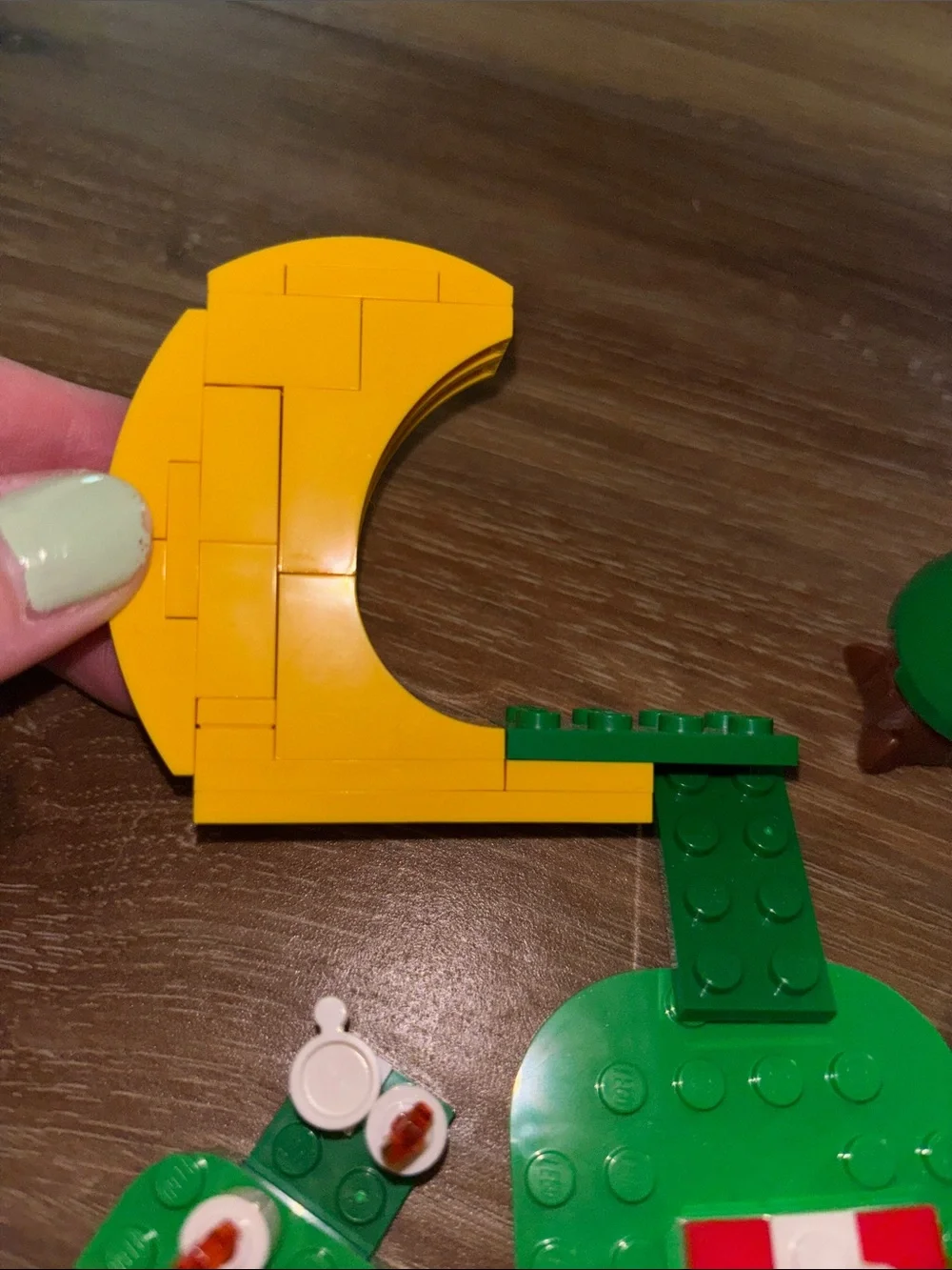 Lego Red Owl Picnic Set with Yellow Moon and Green Base